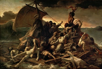 The Raft of the Medusa by Théodore Géricault painted 1818-1819 and now hanging in the Louvre. The Méduse was wrecked off the coast of Africa in 1816. Of the 400 on board only 15 survived.
