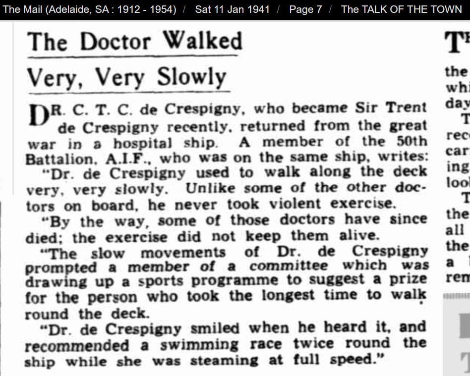 de Crespigny slow walk 1941